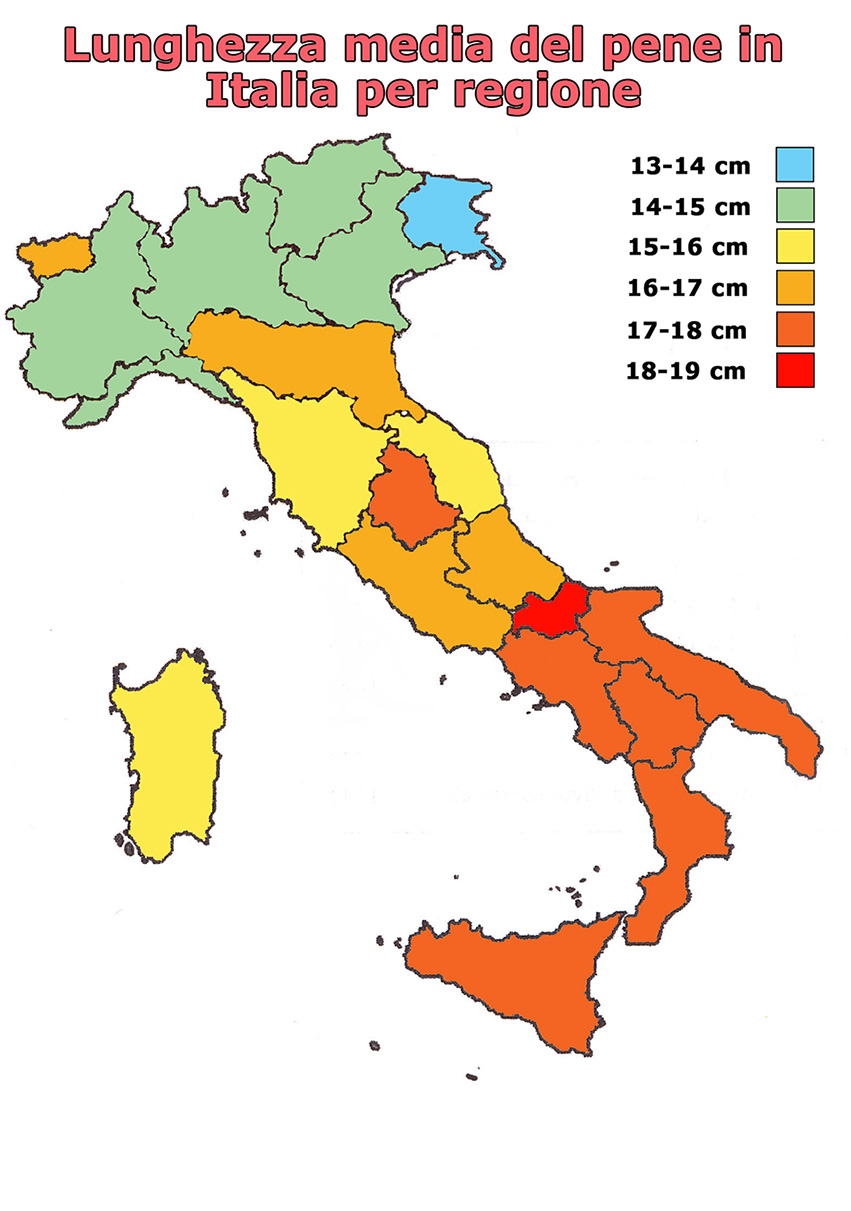 Lunghezza media del pene in Italia per regione - OLTREUOMO