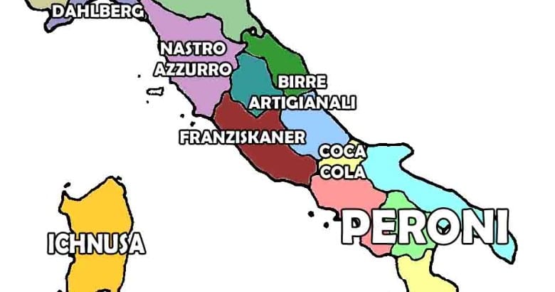 La mappa delle birre più bevute nelle regioni italiane